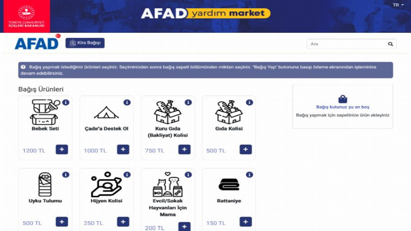 AFAD 'Yardım Market' açtı